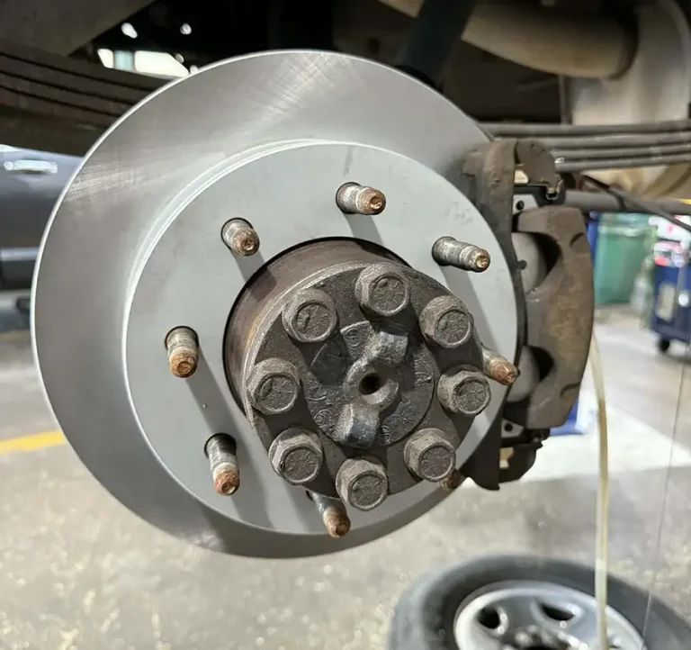 New brake rotor installed during brake repair service at Harrell & Beverly Transmissions & Auto Repair in Sanford, Florida.